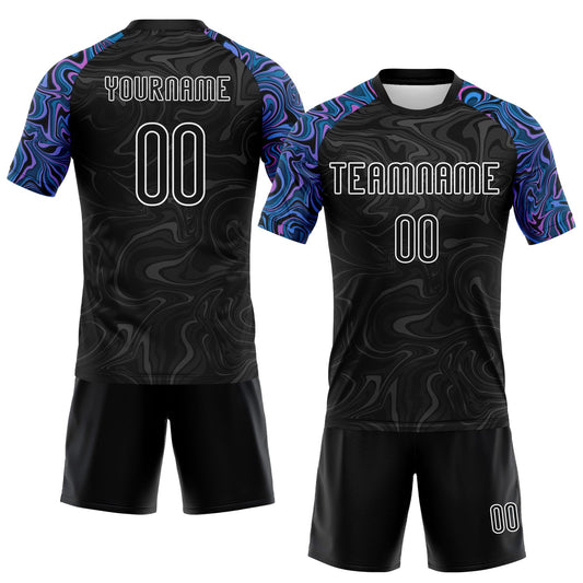 Maxcorners Custom Black Powder Blue Pink-Purple Liquid Fluid Sublimation Volleyball Uniform Jersey LM2605