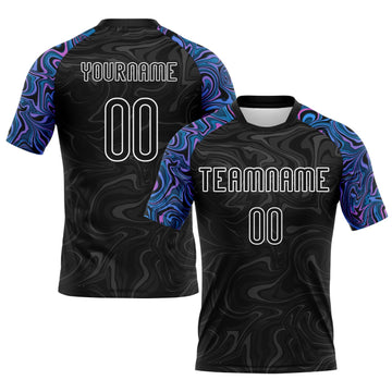 Maxcorners Custom Black Powder Blue Pink-Purple Liquid Fluid Sublimation Volleyball Uniform Jersey LM2605