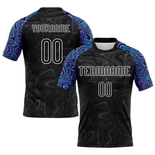 Maxcorners Custom Black Powder Blue Pink-Purple Liquid Fluid Sublimation Volleyball Uniform Jersey LM2605