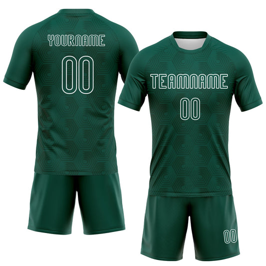 Maxcorners Custom Midnight Green White Geometric Shape Elite Sublimation Volleyball Uniform Jersey LM2605