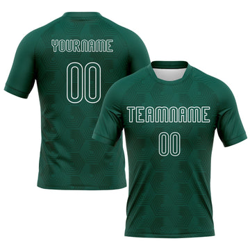 Maxcorners Custom Midnight Green White Geometric Shape Elite Sublimation Volleyball Uniform Jersey LM2605