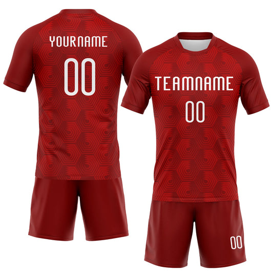 Maxcorners Custom Red White Geometric Shape Pro Sublimation Volleyball Uniform Jersey LM2605