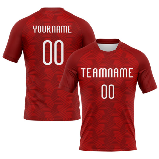 Maxcorners Custom Red White Geometric Shape Pro Sublimation Volleyball Uniform Jersey LM2605