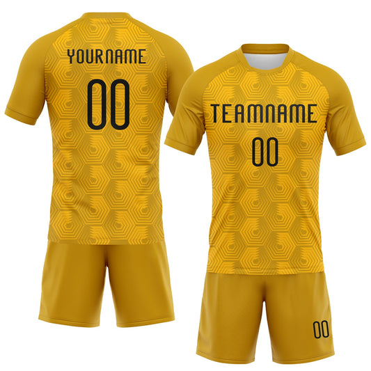 Maxcorners Custom Gold Black Geometric Shape Elite Sublimation Volleyball Uniform Jersey LM2605