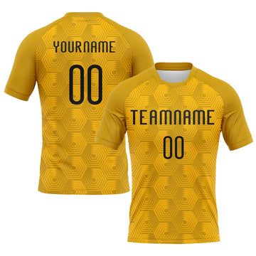 Maxcorners Custom Gold Black Geometric Shape Elite Sublimation Volleyball Uniform Jersey LM2605