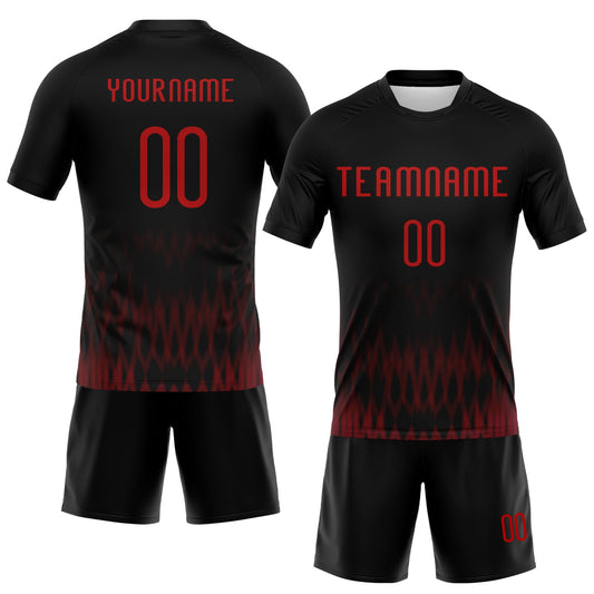 Maxcorners Custom Black Red Zigzag Sublimation Volleyball Uniform Jersey LM2605