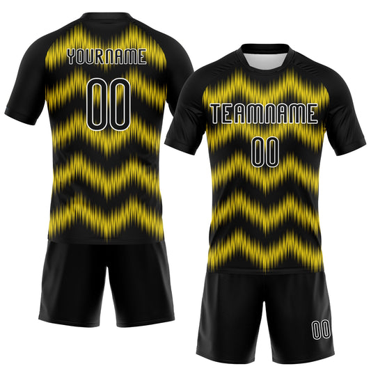 Maxcorners Custom Black Gold-White Zigzag Sublimation Volleyball Uniform Jersey LM2605