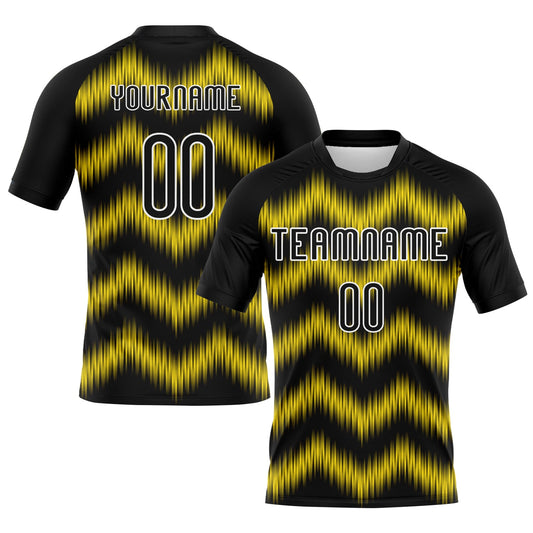 Maxcorners Custom Black Gold-White Zigzag Sublimation Volleyball Uniform Jersey LM2605
