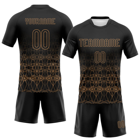 Maxcorners Custom Black Old Gold Geometric Shape Sublimation Volleyball Uniform Jersey LM2605
