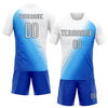 Maxcorners Custom Thunder Blue White-Black Geometric Shape And Lines Sublimation Volleyball Uniform Jersey LM2605
