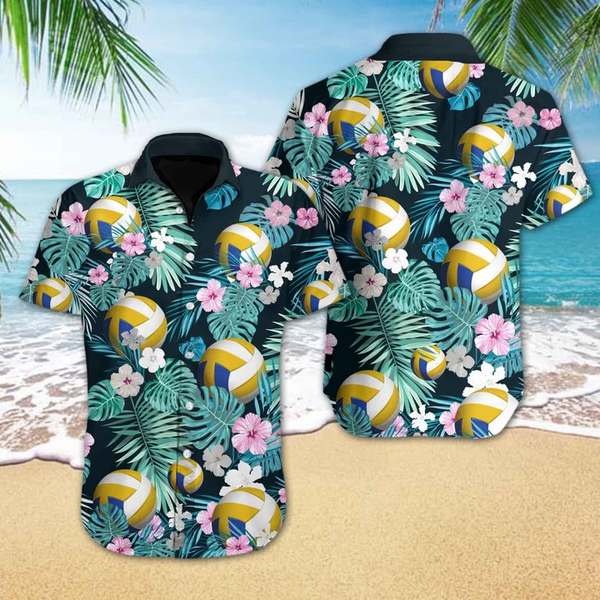 Maxcorner Volleyball Flower Tropical Jungle Hawaiian Shirt