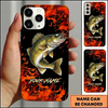 Maxcorners Bold Orange Splash Fish Art Custom Name Fishing Phone Case