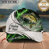 Maxcorners Fishing Green Lightning White Scale Water Splash Customized Name 3D Cap