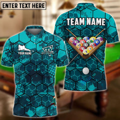 Maxcorners Billiards Ball 8 Grunge Hexagon Personalized Name, Team Name Unisex Shirt ( 5 Colors )
