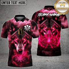 Maxcorners Dart Shirt Glowing Eyes Wolf Fire Dartboard Multioptions Personalized Name, Team Name Unisex 3D Shirt (4 Colors)
