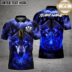 Maxcorners Dart Shirt Glowing Eyes Wolf Fire Dartboard Multioptions Personalized Name, Team Name Unisex 3D Shirt (4 Colors)