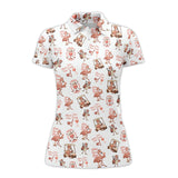 Maxcorners Flamingo Golf Shirt For Golfers, Funny Womens Golf Polos, Pattern Ladies Golf Shirt