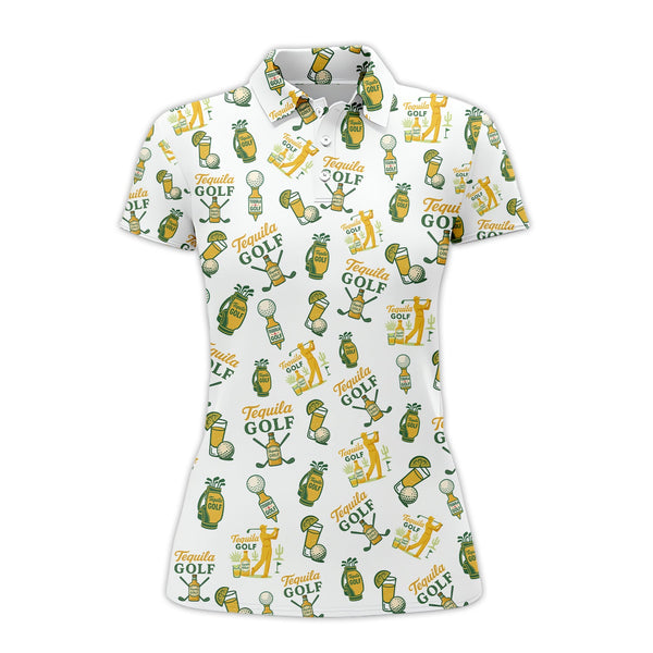 Maxcorners Golf Shirt For Men's, Tequila Golf Pattern Polos, Drink & Golf Shirts, Funny Men Golf Gift