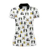 Maxcorners Beer Golf Shirt, Custom Golf Shirt With Funny Drinking & Golf Cart Pattern For Men