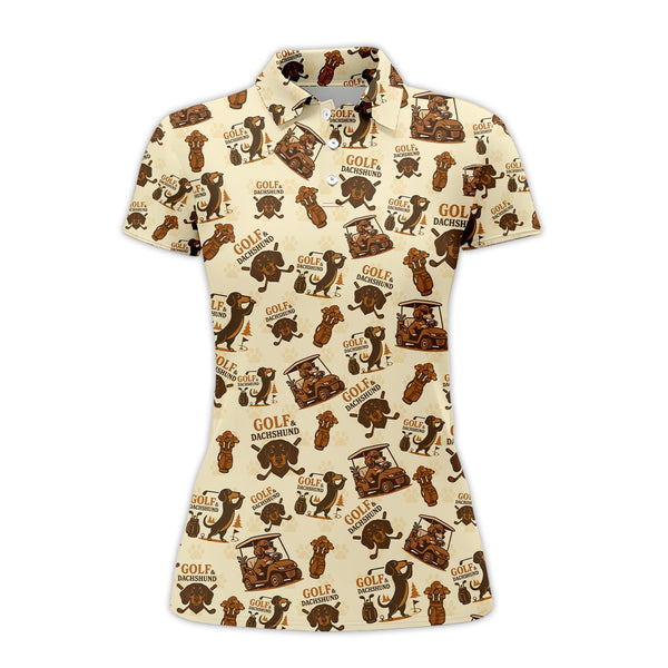 Maxcorners Pattern Dachshund Golf Shirt, Golf & Dachshund Polos For Dog Lovers, Golf Gift For Golfers
