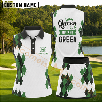 Maxcorners Green and Black Argyle Queen of the Green Personalized Name