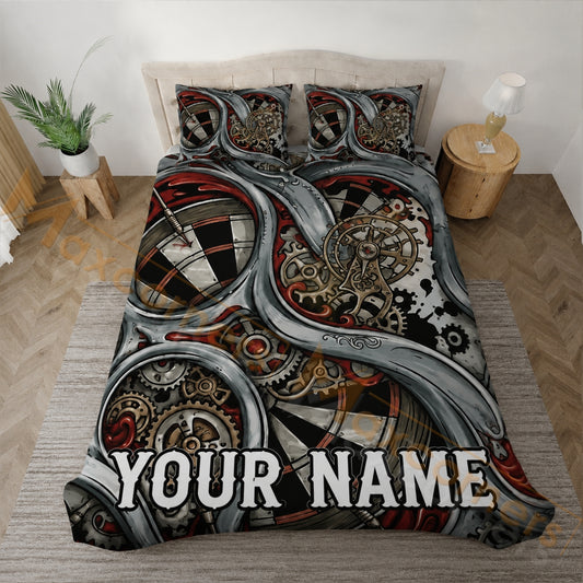 Maxcorners Steampunk Gears Dartboard Personalized Your Name Bedding Set 3D All Over Printed