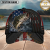 Maxcorners Fishing American Flag Night Lake Splash Customized Name 3D Cap