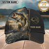 Maxcorners Fishing Golden Sunset Splash Black Leather Customized Name 3D Cap