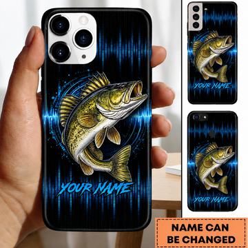 Maxcorners Fishing Phone Case Sound Wave Pattern Custom Name Phone Case