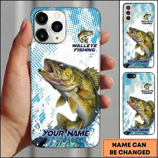 Maxcorners Fishing Phone Case Halftone Dot Background Custom Name Phone Case