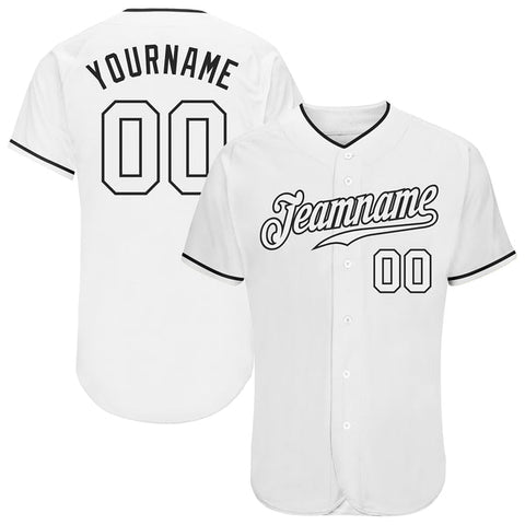 Maxcorners Custom White White-Black Authentic Baseball Jersey
 LM0609