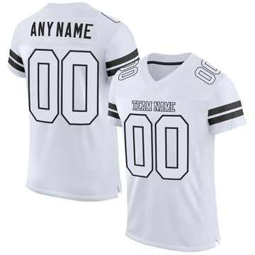Maxcorners Custom White White-Black Mesh Authentic Football Jersey LM2605