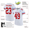 Maxcorners Custom White Red-Light Blue Mesh Authentic Football Jersey LM2605