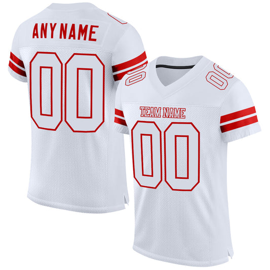 Maxcorners Custom White White-Red Mesh Authentic Football Jersey LM2605