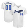 Maxcorners Custom White Blue-Navy Authentic Baseball Jersey LM2605
