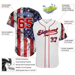 Maxcorners Custom Cream Red-Navy 3D American Flag Premium Baseball Jersey LM0210