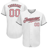 Custom White Medium Pink 3D Authentic Baseball Jersey