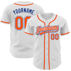 Maxcorners Custom White Orange-Royal Authentic Baseball Jersey
 LM0609