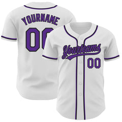 Maxcorners Custom White Purple-Black Authentic Baseball Jersey
 LM0609
