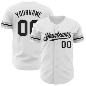 Maxcorners Custom White Black-Gray Authentic Baseball Jersey LM2605