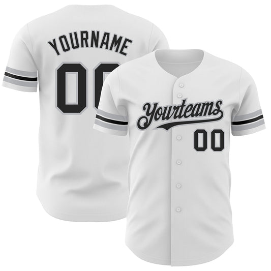 Maxcorners Custom White Black-Gray Authentic Baseball Jersey LM2605