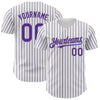 Maxcorners Custom White (Purple Gray Pinstripe) Purple-Gray Authentic Baseball Jersey LM2605