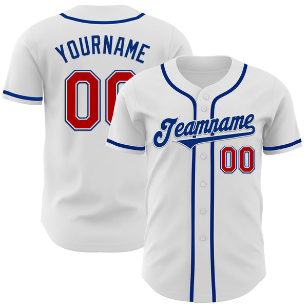 Maxcorners Custom White Red-Royal Authentic Baseball Jerseys
 LM0609