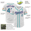 Maxcorners Custom White Teal-Pink Authentic Baseball Jersey LM2605