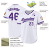 Maxcorners Custom White Purple-Gray Authentic Throwback Baseball Jersey LM2605