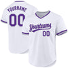 Maxcorners Custom White Purple-Gray Authentic Throwback Baseball Jersey LM2605