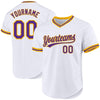 Maxcorners Custom White Purple-Gold Authentic Throwback Baseball Jersey LM2605