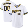 Maxcorners Custom White Navy-Gold Authentic Throwback Baseball Jersey LM2605