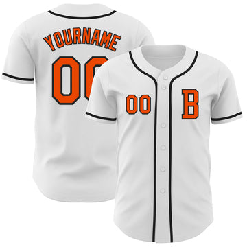 Maxcorners Custom White Orange-Black Authentic Baseball Jersey LM0609