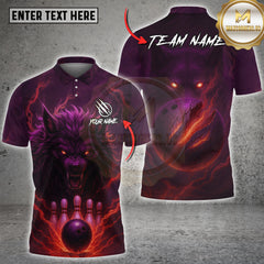 Maxcorners Dark Wolf Bowling Art Multioptions Customized Name, Team Name 3D Shirt (4 Colors)
